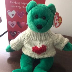 Beanie baby in heart sweater